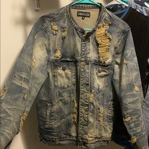 Vintage stressed jean biker jacket